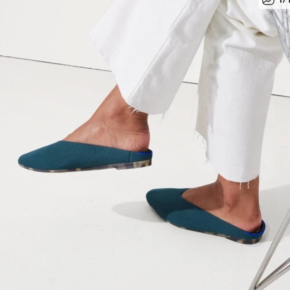 Rothy’s Almond Demi Mule Deep Emerald Knit Slip-On 10.5 NIB with Box